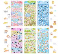 Plus de 600 autocollants 3D Puffy - 6 feuilles d'adorables mini animaux kawaii pour enfants, kit de bricolage imperméable pour téléphone portable