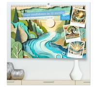 Plus de confiance en 12 mois - Collages avec questions de réflexion pour une personne plus forte (calendrier mural 2026 de qualité supérieure DIN A2 paysage), impression artistique brillante