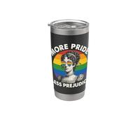 Plus de fierté, moins de préjugés, art arc-en-ciel LGBTQ Gobelet isotherme en acier inoxydable double paroi