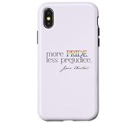 Plus DE FIERTÉ Moins DE PRÉJUGÉS Jane Austen LGBT Fun Gay Lit Meme Coque pour iPhone X/XS