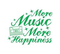 Plus de musique, plus de bonheur : citation typographique inspirante Stickers muraux 64x81.3cm Installation facile Vert