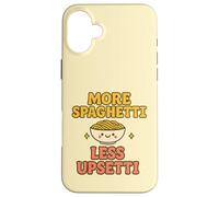 Plus de Spaghettis, Moins bouleversée, Kawaii, drôle, Amateur de pâtes, Mignon Coque pour iPhone 16 Plus