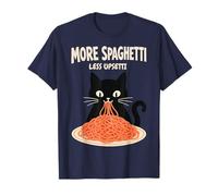 Plus de Spaghettis, Moins de bouleversements, Un Chat Noir Amusant pour Les Amateurs de pâtes T-Shirt