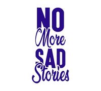 plus d'histoires tristes conception typographique Stickers muraux 54.4x111cm Embellissement mural Bleu foncé