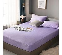 Plus en Velours à Ajustement épais Drapeau de lit de Velours français Couvercle de lit Non Glissant Protecteur Coral Coral Velvet Lit Purple_180 * 200cm + 30cm (1pcs)