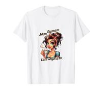 Plus Espresso Moins Depresso Cute Brunette Girl Art T-Shirt Graphique avec Valeur