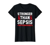 Plus Fort Que la septicémie Sanguine, Sensibilisation à la septicémie T-Shirt Graphique avec Valeur, Femme, Noir, L