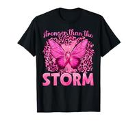 Plus Fort Que la tempête avec Butterfly Breast Cancer Warrior T-Shirt