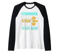 Plus Fort qu'hier - Style de Motivation Fitness et Gym Manche Raglan
