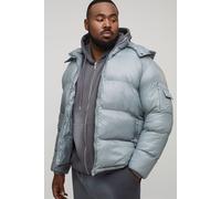 Plus High Shine Regular Fit Hooded Puffer in Grey homme - gris - 2XL, gris