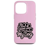 Plus je connais les hommes, plus j'aime mon chien Pink Paw Lover Coque pour iPhone 13 Pro
