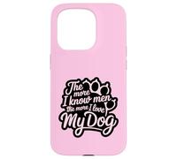 Plus je connais les hommes, plus j'aime mon chien Pink Paw Lover Coque pour iPhone 15 Pro