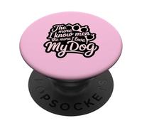 Plus je connais les hommes, plus j'aime mon chien Pink Paw Lover PopSockets PopGrip Adhésif
