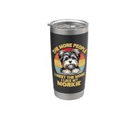 Plus je rencontre de gens, plus j'aime mon chien Morkie Retro Gobelet isotherme en acier inoxydable double paroi
