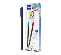 Plus Office Lot de 10 marqueurs à pointe fine 0,4 mm, idéal pour écrire, peindre et dessiner, stylos scolaires avec pointe fine, encre de couleurs à base d'eau (bleu nuit)