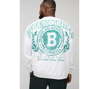 Plus Oversized Beverly Hills Over The Seams Print Sweatshirt homme - blanc - 3XL, blanc