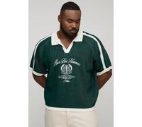 Plus Oversized Boxy Embroidered Knitted Football Shirt homme - vert - 5XL, vert