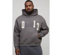 Plus Oversized Boxy Worldwide Applique Hoodie homme - gris - 2XL, gris
