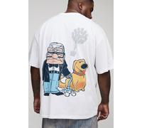 Plus Oversized Disney UP License Print T-Shirt homme - blanc - 2XL, blanc