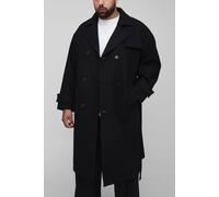 Plus Oversized Double Breasted Trench Overcoat In Black homme - noir - 4XL, noir