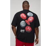 Plus Oversized Extended Neck Coca Cola License Print T-Shirt homme - noir - 5XL, noir