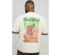 Plus Oversized Extended Neck Playboy License Print T-Shirt homme - ecru - 3XL, ecru