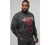 Plus Oversized Extended Neck Ski Mask Long-sleeved Print T-Shirt homme - gris - 3XL, gris