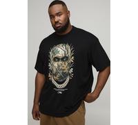 Plus Oversized Extended Neck Ski Mask Print T-Shirt homme - noir - 5XL, noir