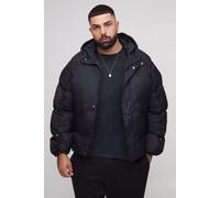 Plus Oversized Fit Ruched Sleeve Panelled Puffer Jacket homme - noir - 3XL, noir