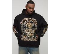 Plus Oversized Gothic Renaissance Print Hoodie homme - noir - 2XL, noir