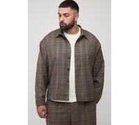 Plus Oversized Heritage Check Overshirt homme - brun - 4XL, brun