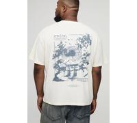Plus Oversized Landscape Japan Print T-Shirt homme - pierre - 4XL, pierre