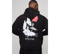 Plus Oversized Landscape Rising Sun Print Hoodie homme - noir - 5XL, noir