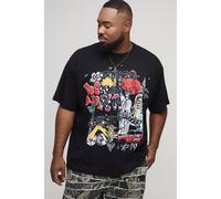 Plus Oversized New York Doodle Graffiti Print T-Shirt homme - noir - 2XL, noir