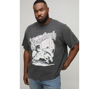 Plus Oversized Nickelback License Print Washed T-Shirt homme - gris - 4XL, gris