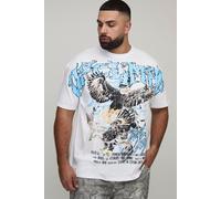 Plus Oversized Ofcl MAN Eagle Over The Seam Printed T-Shirt homme - blanc - 5XL, blanc