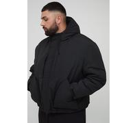 Plus Padded Drawcord Hooded Parka Regular Fit Coat In Black homme - noir - 4XL, noir