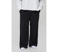 Plus Pleat Front Wide Leg Pinstripe Trousers homme - noir - 5XL, noir
