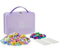 PLUS PLUS - 600 Briques de Construction Pastel et Néon/Fluo Multicolores - Valisette de Rangement en Métal - Jeu de Construction pour Enfant dès 3 ans - Imagination, Créativité - Pour Fille et Garçon