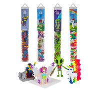 Plus-Plus 7268 Lot de 4 Tubes de Construction créatifs différents, avec Plaque de Construction, 400 pièces, Couleurs mélangées