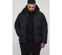 Plus Regular Fit Hooded Matte Puffer Jacket in Black homme - noir - 5XL, noir