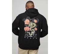 Plus Regular Fit Man Script Dragon Blossom Print Hoodie homme - noir - 2XL, noir