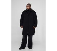 Plus Regular Fit Plain Collared Overcoat In Black homme - noir - 4XL, noir