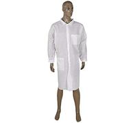 PLUS SANTE - Surblouses Jetables Bleues 40g/m², Manches Longues, Fermeture à Pression, Imperméables et Résistantes, Polypropylène Non Tissé, Taille Unique, Lot de 100 pcs