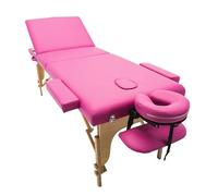 PLUS SANTE Table de Massage Pliante en Bois MIA Noir, Ivoire, Gris, Bleu, Rose, 60 ou 70cm, 3 Plans légère avec Sac de Transport et Accessoires (Rose, Largeur 60 cm)