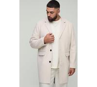 Plus Single Breasted Wool Look Regular Fit Overcoat in Beige homme - 2XL, beige