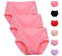 Plus Size High Waist Leak Proof Cotton Panties Comfort Butt-Lifting Shaping Proof Tummy Control Panties Women(3Pcs cherry pink,XL)