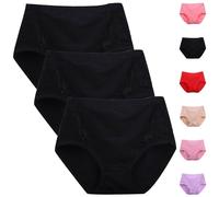 Plus Size High Waist Leak Proof Cotton Panties Comfort Butt-Lifting Shaping Proof Tummy Control Panties Women(3Pcs black,XXX-Large)