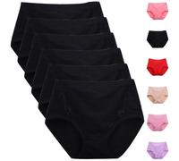 Plus Size High Waist Leak Proof Cotton Panties Comfort Butt-Lifting Shaping Proof Tummy Control Panties Women(6Pcs black,XXXX-Large)