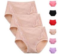 Plus Size High Waist Leak Proof Cotton Panties Comfort Butt-Lifting Shaping Proof Tummy Control Panties Women(3Pcs skin color,XXL)